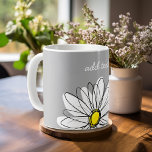 Trendy Daisy with gray and yellow Coffee Mug<br><div class="desc">A zen and whimsical,  hipster piece of art. You can add a name,  monogram or other custom text. If you need to move the art around,  click on the customize button to make changes.</div>