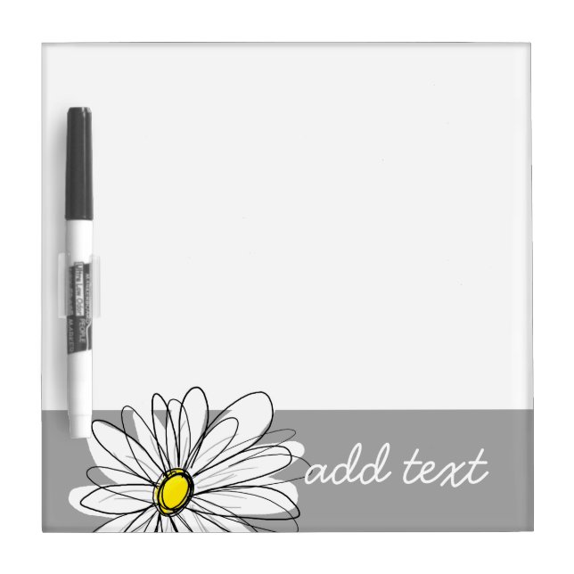 Trendy Daisy with gray and yellow Dry-Erase Board (Front)