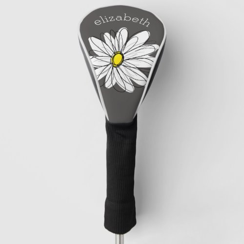 Trendy Daisy with gray and yellow Golf Head Cover