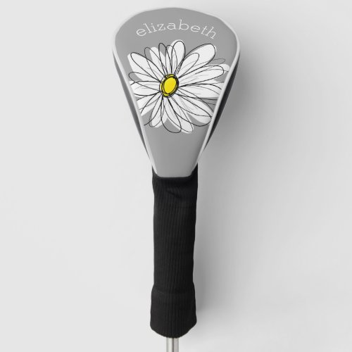 Trendy Daisy with gray and yellow Golf Head Cover