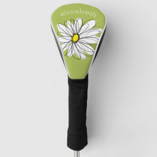 Trendy Daisy with gray and yellow green Golf Head Cover