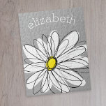 Trendy Daisy with gray and yellow Jigsaw Puzzle<br><div class="desc">A zen and whimsical,  hipster piece of art. You can add a name,  monogram or other custom text. If you need to move the art around,  click on the customize button to make changes.</div>
