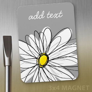 Trendy Daisy with gray and yellow Magnet