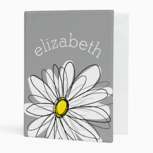 Trendy Daisy with gray and yellow Mini Binder