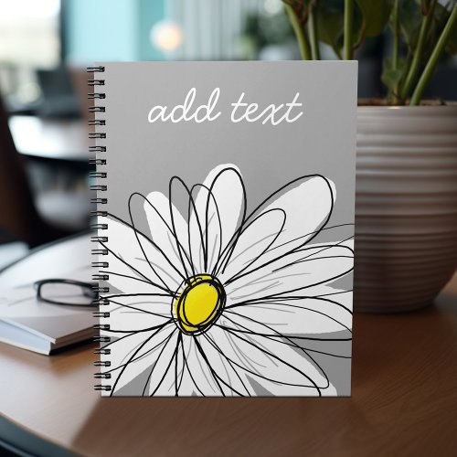 Trendy Daisy with gray and yellow Notebook