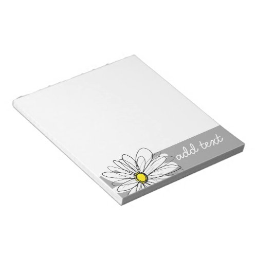 Trendy Daisy with gray and yellow Notepad