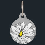Trendy Daisy with gray and yellow Pet Tag<br><div class="desc">A zen and whimsical,  hipster piece of art. You can add a name,  monogram or other custom text. If you need to move the art around,  click on the customize button to make changes.</div>