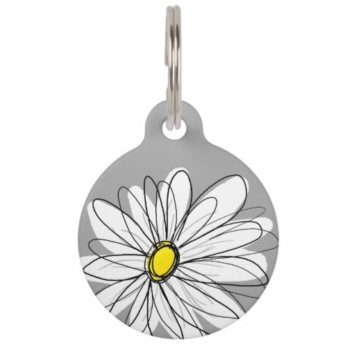 Trendy Daisy with gray and yellow Pet Tag