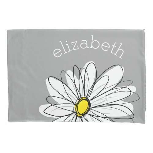 Trendy Daisy with gray and yellow Pillow Case