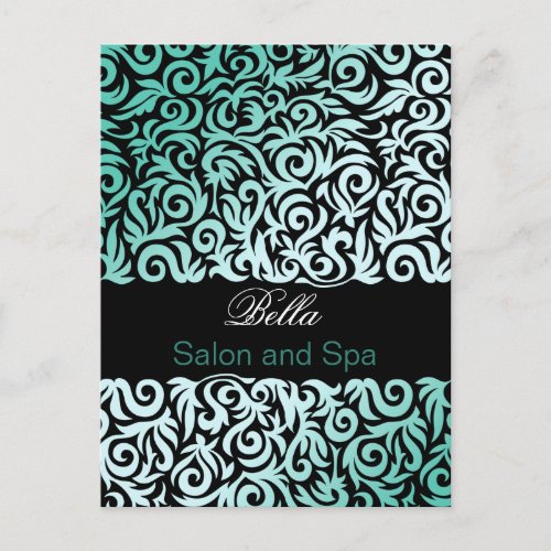 trendy damask aqua business ThankYou Cards