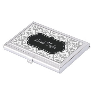 Trendy Damask Personalized Business Card Holder
