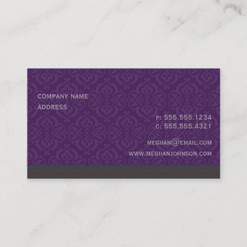 Trendy Damask Plum Business Card Template