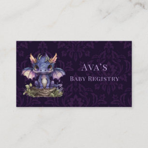 Trendy Damask Purple Dragon Girl Boy Registry Enclosure Card
