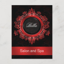 trendy damask red business ThankYou Cards