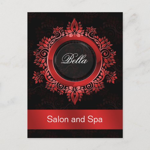 trendy damask red business ThankYou Cards