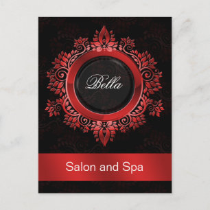 trendy damask red business ThankYou Cards