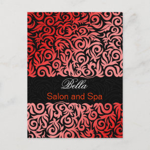 trendy damask red business ThankYou Cards