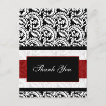 trendy damask red  ThankYou Cards