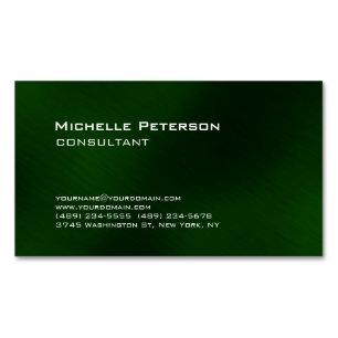 Trendy Dark Green Minimalist Modern Plain Business Card Magnet
