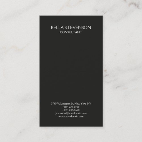 Trendy Dark Grey Plain Simple Minimalist Stylish Business Card