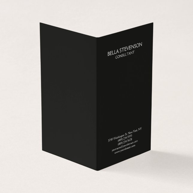 Trendy Dark Grey Plain Simple Minimalist Stylish Business Card (Outside)