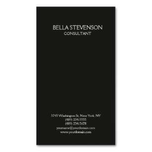 Trendy Dark Grey Plain Simple Minimalist Stylish Business Card Magnet
