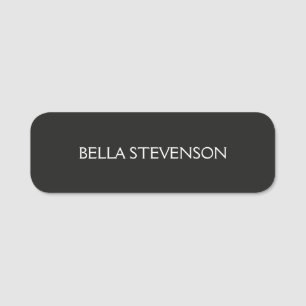 Trendy Dark Grey Plain Simple Minimalist Stylish Name Tag
