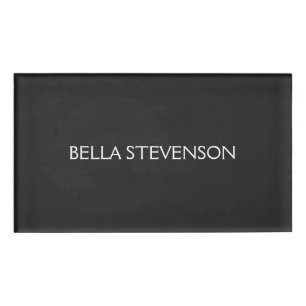 Trendy Dark Grey Plain Simple Minimalist Stylish Name Tag