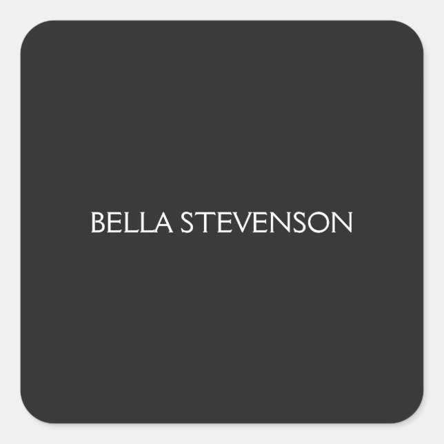 Trendy Dark Grey Plain Simple Minimalist Stylish Square Sticker (Front)