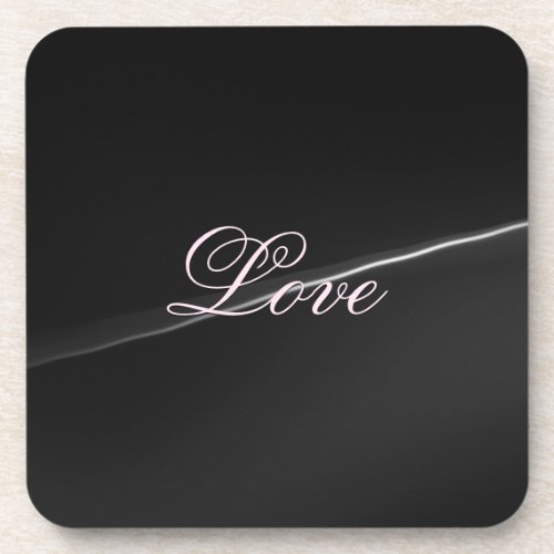 Trendy Dark Grey Wave Love Wedding Calligraphy Beverage Coaster