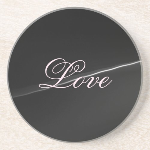 Trendy Dark Grey Wave Love Wedding Calligraphy Coaster