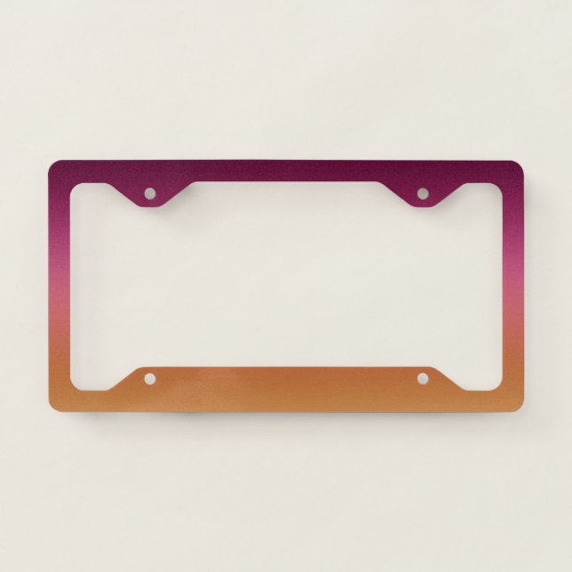 Trendy dark maroon dark yellow gradient license plate frame (Front)