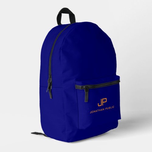 Trendy Dark Navy Blue Solid Color Personalized Printed Backpack