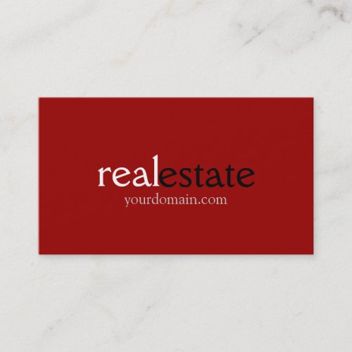 Trendy Dark Red Real Estate Agent Business Card