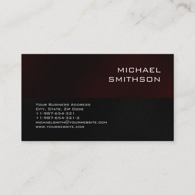 Trendy Dark Red Stripe Black Gray Business Card (Front)