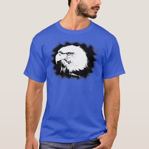 Trendy Deep Royal Blue Modern Elegant Eagle Head T_Shirt