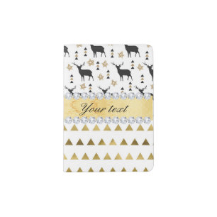 Trendy Deer Triangles Pattern and Diamonds Passport Holder