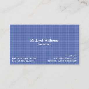 Trendy Denim Blue Checkered Pattern Modern Elegant Business Card