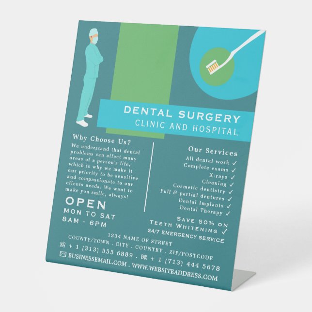 Trendy Dentist Design, Dentistry, Dentist Advert Pedestal Sign (Front)