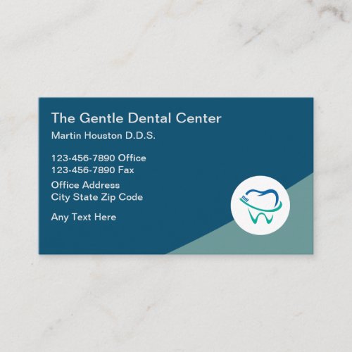 Trendy Dentist Office Business Cards Tooth Logo