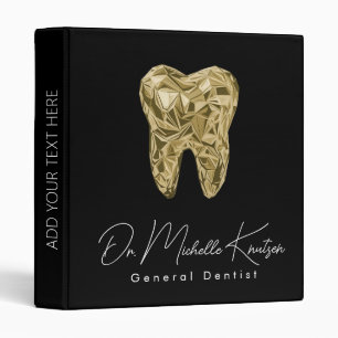 Trendy Dentist Professional Dental Black Gold 3 Ring Binder