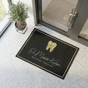 Trendy Dentist Professional Dental Black Gold Doormat