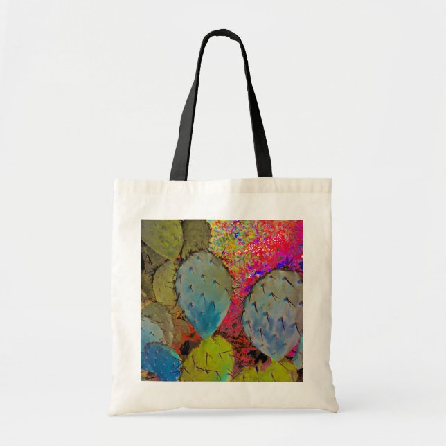 Trendy Desert Prickly Pear Cactus Abstract Tote Bag (Front)