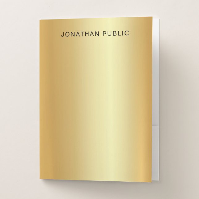 Trendy Design Elegant Gold Office Modern Template Pocket Folder (Front)