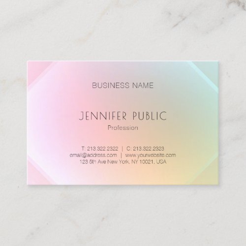 Trendy Design Modern Colorful Template Elegant Business Card