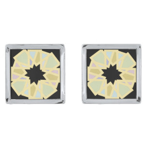 Trendy design pastel card stack on black cufflinks