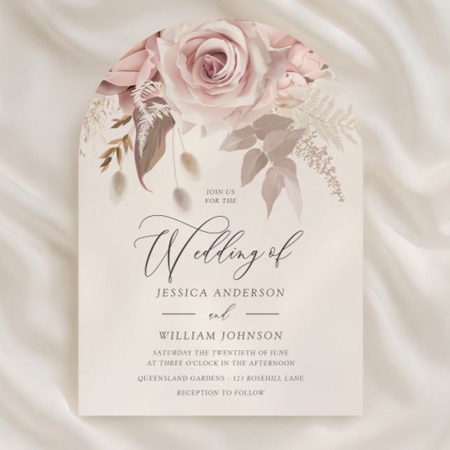 Trendy Designer Dusty Rose Blush Arch Wedding Invitation (Creator Uploaded)