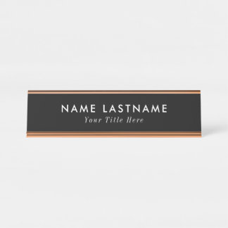 Trendy desk name plate with editable name & title 
