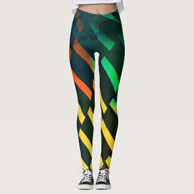 Trendy Diagonal Geometric - Leggings (Front)