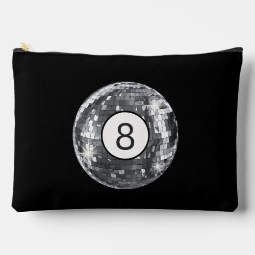 Trendy Disco 8 Ball Black and Silver Girly Accessory Pouch